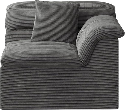 44" Cloud Sectional Couch with Single Arm, Modern Compressed Sofa, Comfy Sleeper Sofa, Corduroy Upholstered Couches for Small Space/Apartment, No Assembly Required, Dark Gray, Right Side