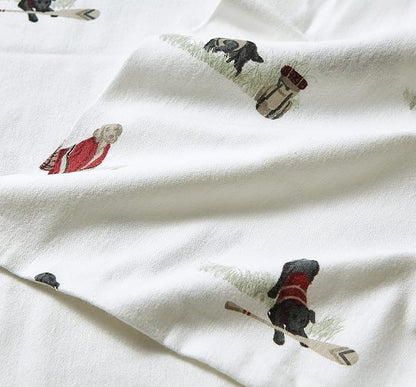 Eddie Bauer - Flannel Sheets Twin Size, Anti-Pilling & Wrinkle Resistant Cotton, Touchably Soft for All-Season Comfort - Bed Sheets with Matching Pillowcases & Fitted Sheet (Retriever Adventure Ivory)