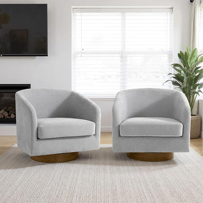 Lumibee Swivel Accent Chairs Set of 2, Chenille Fabric Swivel Barrel Chairs for Living Room, Modern Comfy Upholstered Round Armchairs Single Sofa Chairs for Bedroom, Club-Light Gray
