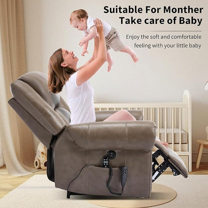 Recliner Chairs for Adults, Oversized Bedroom Chair with Massage, Sofa Chair Home Theater Seating with Lumbar Support, Lift Chair for Elderly, Nursery Chair for Living Room (Genuine Leather)