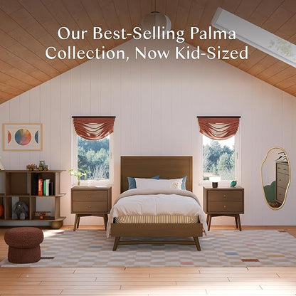 Babyletto Palma Twin Bed for Kids - GREENGUARD Gold Certified - Solid Wood Twin Bed Frames with Headboard - No Box Spring Needed - Stylish Furniture for Boys & Girls Room/Guest Room - Natural Walnut