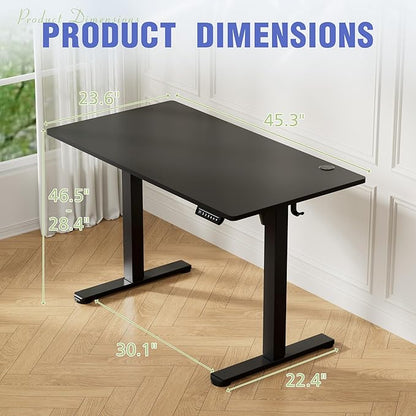 Homall Height Adjustable Electric Standing Desk, Memory Stand up Desk with Headphone Hook, Home Office Desks with Splice Board
