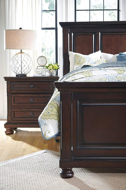 Signature Design by Ashley Porter Traditional King Panel Bed, Foundation or Box Spring Needed, Dark Brown