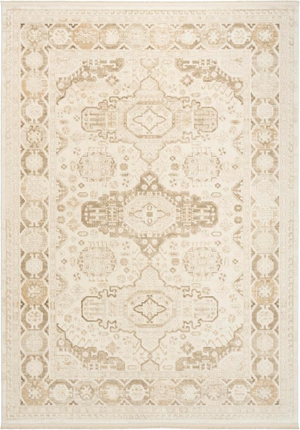 Nourison Home Pardis Ivory Beige 5'3" x 7' Area Rug - Easy Clean, Non Shedding, Bed Room, Living Room, Dining Room, Kitchen (5' x 7')