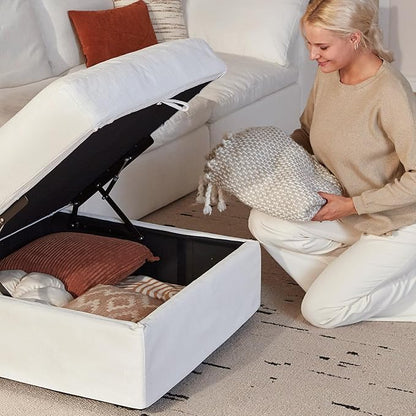 Modular Cloud Sofa, 78.7" Cloud Sectional Couches with Deep Seat，Oversized Loveseat Sofa with Ottoman for Living Room, Modern Comfy Couch with Washable Cover, Wide Armrest (White,1 Ottoman)