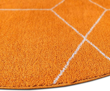 Unique Loom Trellis Frieze Collection Area Rug - Geometric (4' 1" Round, Orange/ Ivory)
