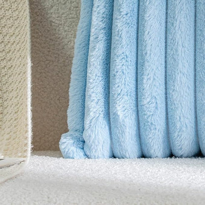 DEELAND Pack of 2,Double-Sided Faux Fur Plush Decorative Throw Pillow Covers Fuzzy Striped Soft Pillowcase Cushion Covers for Sofa Couch Bedroom Lightblue 18x18 inch