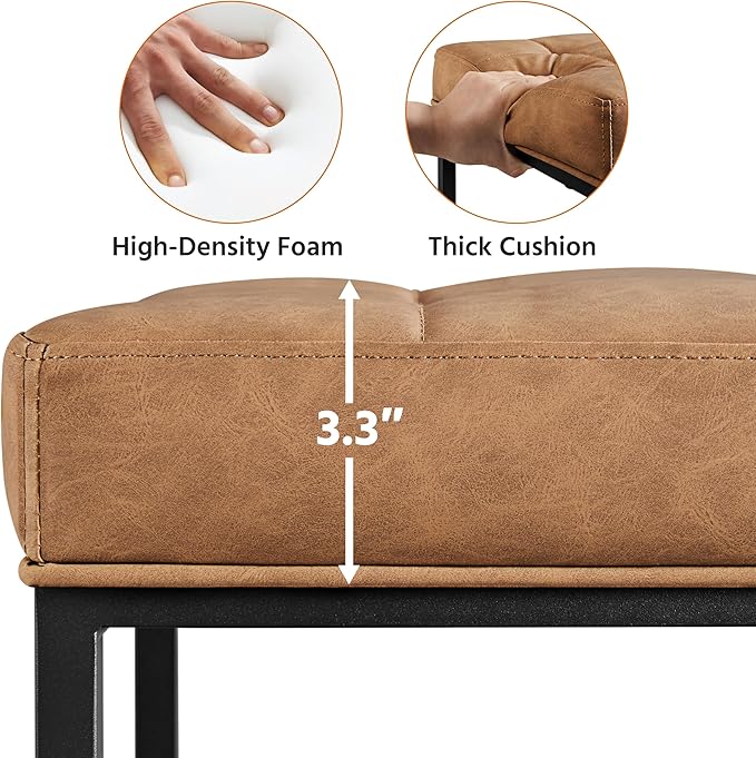 Yaheetech 24" Leather Bar Stools Set of 4, Kitchen Counter Height Bar Chairs Stools, for Kitchen Island, Dining Room, Brown
