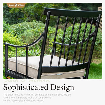 Sophia & William 7 Pcs Patio Furniture Set, Metal Patio Outdoor Dining Set for 6 People, Rectangular Patio Table and Swivel Chairs, Conversation Bistro Set with 1.9?Umbrella Hole & Seat Cushions
