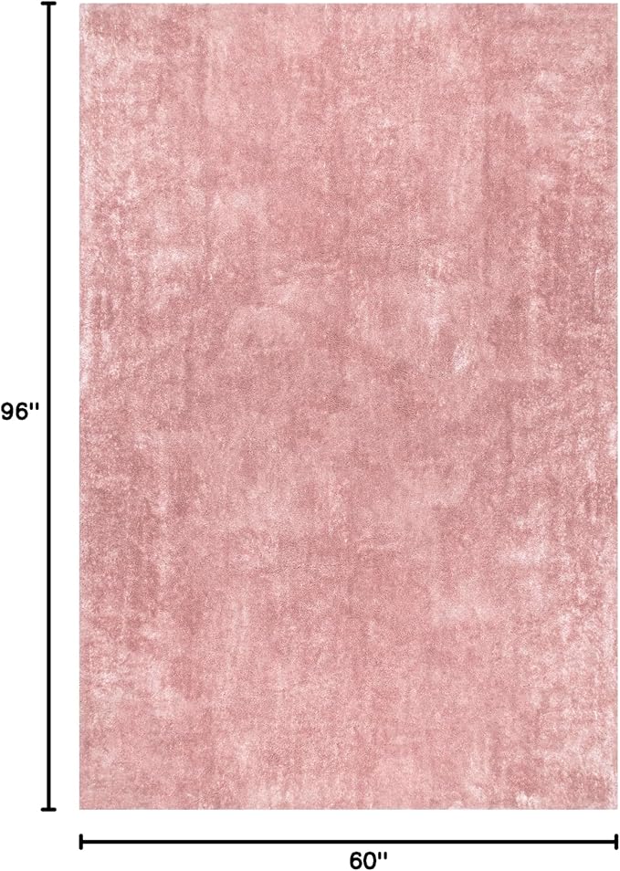 nuLOOM 5' x 8' Cozy Plush Area Rug, Machine Washable, Non-Slip, Soft Fluffy Shag Carpet for Living Room Bedroom Kids Room Nursery Home Decor, Loni Pink