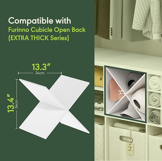 Furinno Cubicle Cube Insert, X-Shelf Cube Organizer, Fits into Extra Thick Cubes, for Organizers and Storage, White (Does not fit IKEA Kallax Shelving)