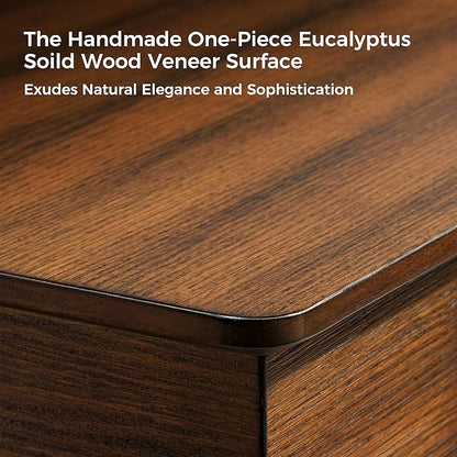 EUREKA ERGONOMIC Standing Desk, 63 inch Executive Desk with Drawers,Modern Trapezoidal Leg Luxury Home Office Computer Desk w Monitor Stand,Red Oak