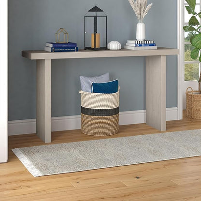 Henn&Hart 55'' Wooden Rectangular Fluted Console Table Entryway Table, Sofa Table for Entryway, Living Room, Couch, Hallway, or Office, Alder White