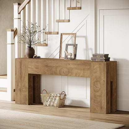 Tribesigns 71-Inch Long Console Table for Entryway, Farmhouse Sofa Console Behind Couch, Entry Table for Hallway, Foyer, Living Room, Burlywood