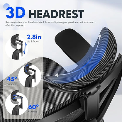 FLEXISPOT ErgoX Premium Ergonomic Office Chair Black - Adjustable 3D Armrests, Dynamic Lumbar Support, Recline & Tilt Function, Mesh Seat, for Home & Office Use