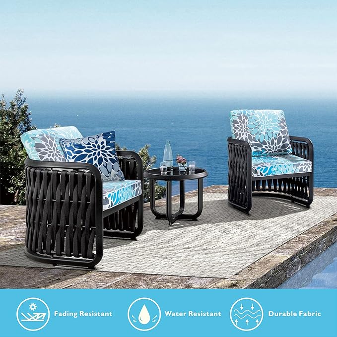 JMGBird Outdoor Chair Cushion Tufted Pillow, Deep Seat Chair Cushion Set 22"x22" Outdoor Cushions for Patio Furniture