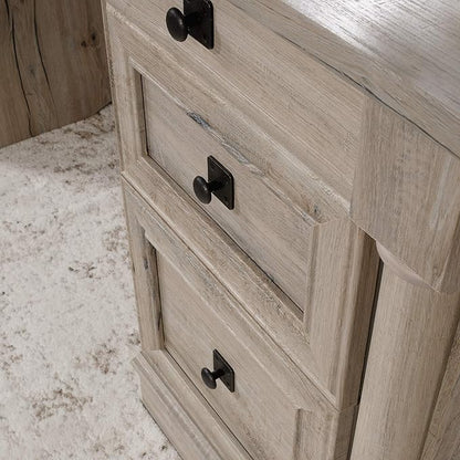 Sauder Palladia Office Desk with Drawers, Executive Desk with File Cabinet Storage, Cable Management, Keyboard Tray, in Split Oak Finish