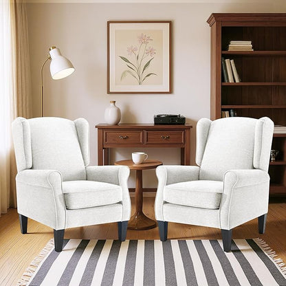 Accent Chair for Living Room Set of 2, High Back Reading Armchairs with Removable Seat Cushion, Mid-Century Single Couch in Fabric, Modern Ergonomic Wingback Chair for Bedroom,Club, Balcony