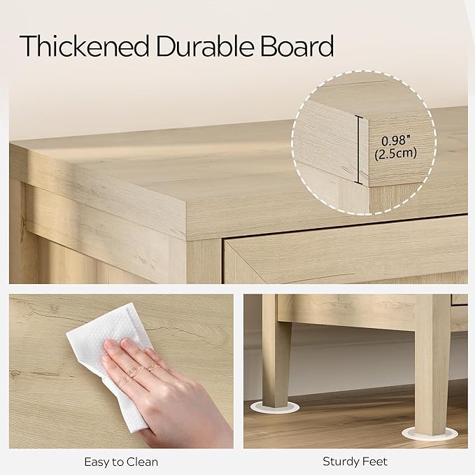 Sideboard Buffet Cabinets with Adjusable Shelves, Farmhouse Storage Cabinet, Credenza, Accent Cabinet, Kitchen Coffee Bar Console Table for Living Dining Room, Light Oak