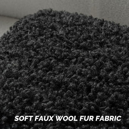 FUTEI Black Decorative Throw Pillow Covers 12x20 Inch Set of 2,Soft Fluffy Faux Wool Fur Boucle Textured Lumbar Pillow Case,Modern Home Decor for Couch Bed Living Room Office