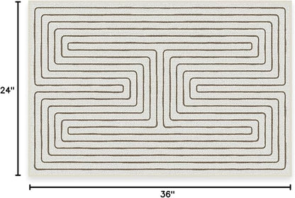 RUGGABLE x Jonathan Adler Machine Washable Modern Area Rug– Labyrinth Camel/Ivory 2x3, Stain-Resistant, Non-Slip – Small Rugs for Living Room, Bedroom, Hallway, Entryway & Bathroom–with Cushioned Pad