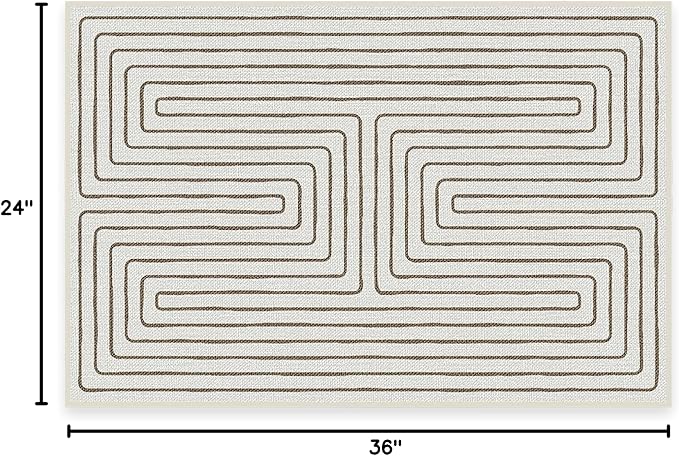 RUGGABLE x Jonathan Adler Machine Washable Modern Area Rug – Labyrinth Camel/Ivory 2x3, Stain-Resistant, Non-Slip – Small Rugs for Living Room, Bedroom, Hallway, Entryway & Bathroom–with Standard Pad