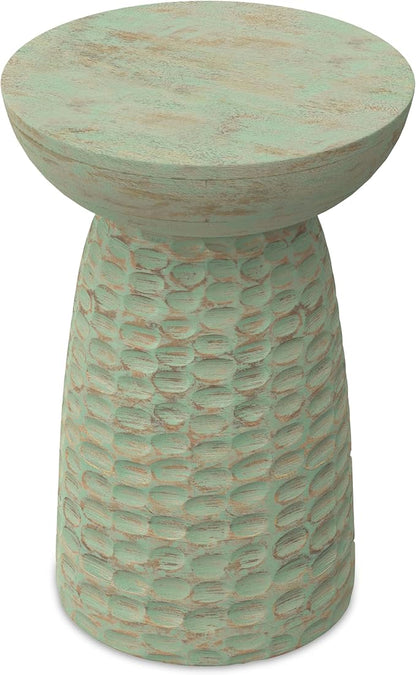 SIMPLIHOME Boyd 13-inch Wide Solid Mango End Table in Green Wash, Contemporary-Style Accent Table for Living Room, Bedroom, or Family Room, Assembled
