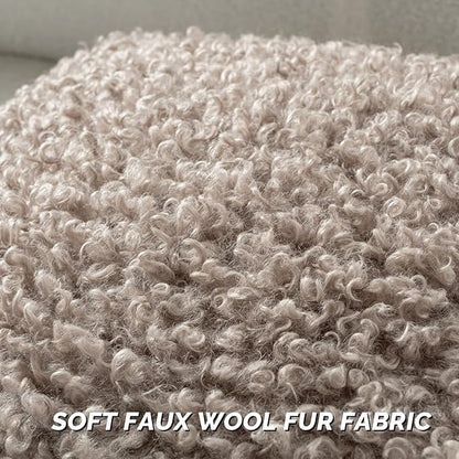FUTEI Khaki Decorative Throw Pillow Covers 16x16 Inch Set of 2,Soft Fluffy Faux Wool Fur Boucle Textured Cushion Case,Modern Home Decor for Couch Bed Living Room Office