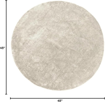 nuLOOM 4' Round Cozy Plush SuperiorWash Area Rug, Machine Washable, Non-Slip, Soft Fluffy Shag Carpet for Living Room Bedroom Kids Room Nursery Home Decor, Loni Cream