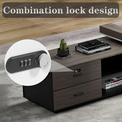 Large Executive Desk, Modern L-Shaped Computer Desk with Side Cabinets, Drawers and Password Lock, CEO Business Furniture Desk (Chair Not Included)(63x29.5x94.48inch)