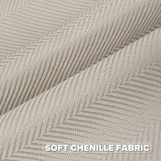 FUTEI Beige Chenille Throw Pillow Covers 20x20 Inch Set of 2,Soft Wide Chevron Textured Cushion Case,Farmhouse Home Decor for Couch Bed Living Room