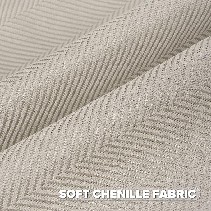 FUTEI Beige Chenille Throw Pillow Covers 16x16 Inch Set of 2,Soft Wide Chevron Textured Cushion Case,Farmhouse Home Decor for Couch Bed Living Room