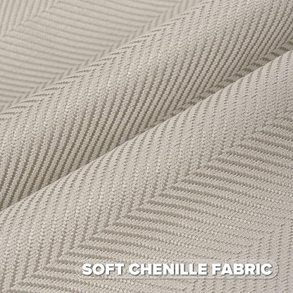FUTEI Beige Chenille Throw Pillow Covers 18x18 Inch Set of 2,Soft Wide Chevron Textured Cushion Case,Farmhouse Home Decor for Couch Bed Living Room