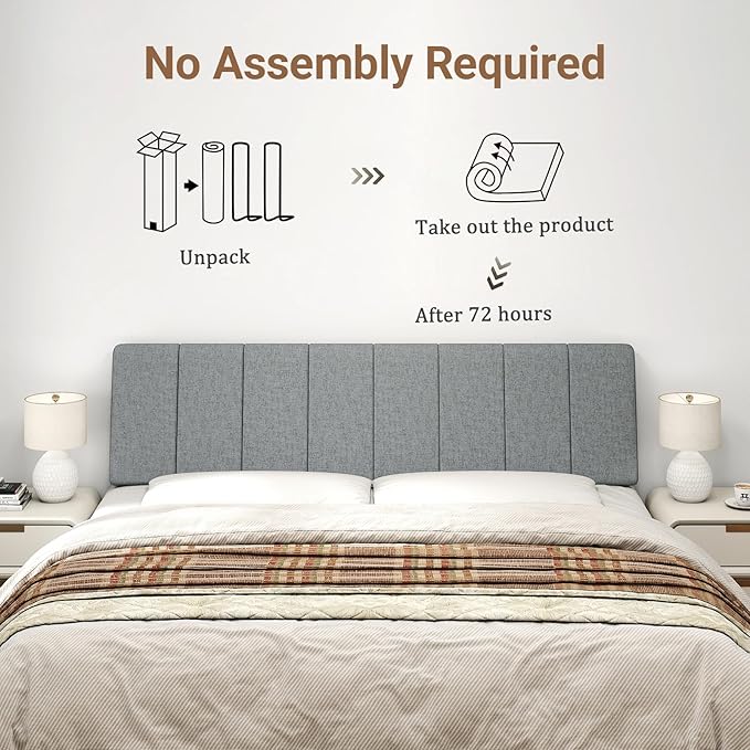 King Size Headboard Only-No Assembly, Upholstered Headboard King Size Linen Fabric Modern Style Headboards for Adjustable Bed Extra-Thick, Dark Gray