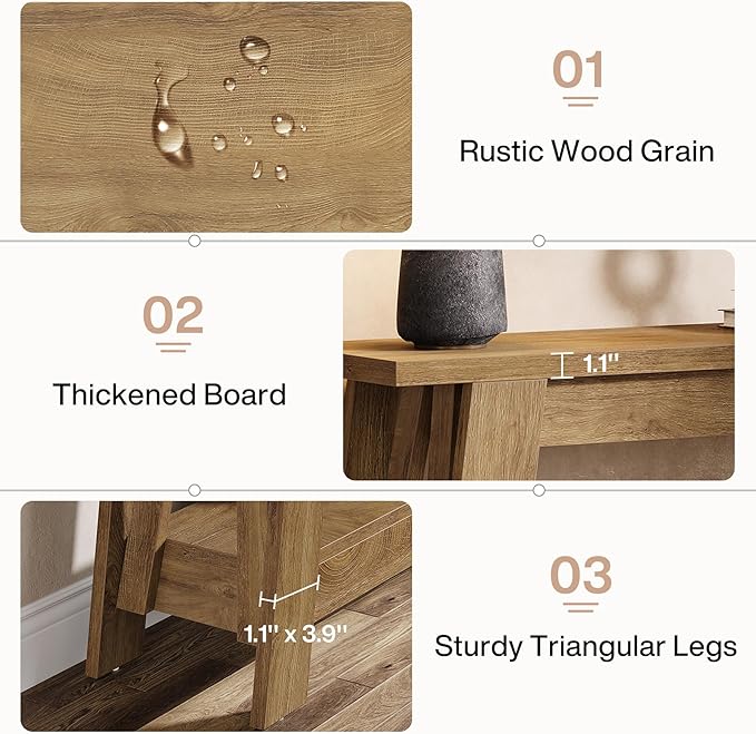 Tribesigns 41.3" Farmhouse Console Table, 2-Tier Wooden Entryway Table with Storage, Rustic Narrow Behind Couch for Living Room, Hallway, Foyer,Natural