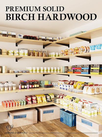 6FT Butcher Block Countertop Birch Solid Wood - 72" x 25" Table Top Butcher Block Cutting Board for Kitchen Island Living Dining Table Office Desk Workbench Washer Dryer Countertop Unfinished 1.5" Th