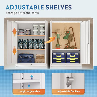 DEVAISE 71" Metal Storage Cabinet, 2-Drawer Lateral File Cabinet, Adjustable Shelves & Doors, White Garage Storage Cabinet, Heavy Duty Tall Cabinet for Home Office, Garage Organization