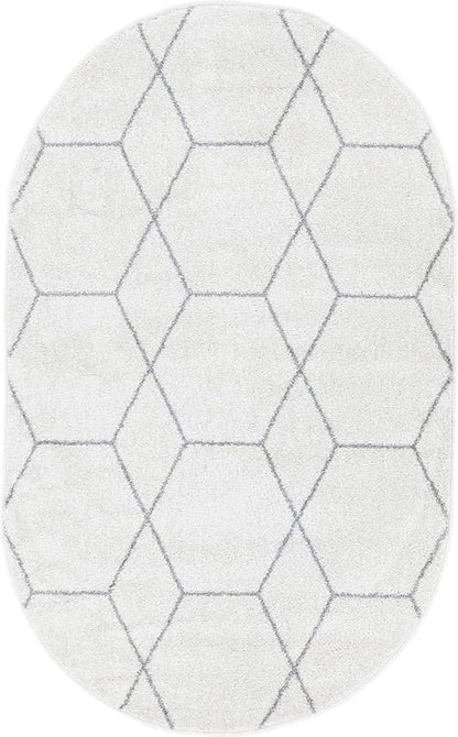 Unique Loom Trellis Frieze Collection Area Rug - Geometric (3' x 5' Oval, Ivory/ Gray)