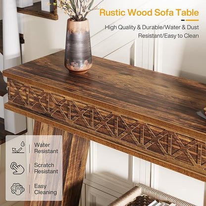 Tribesigns Farmhouse Console Table, 70.9-Inch Extra Long Entryway Table with Storage, 2-Tier Narrow Sofa Table Behind Couch, Wooden Accent Table for Living Room, Hallway, Foyer, Dark Brown