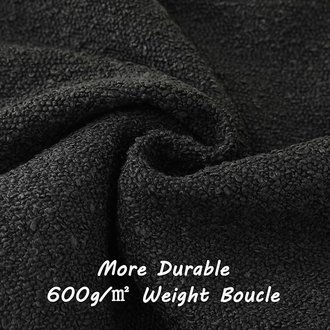 FUTEI Pack of 2 Black Decorative Throw Pillow Covers 22x22 Inch Soft Cozy Solid Boucle Textured Cushion Case,Modern Home Decor for Couch Bed Living Room