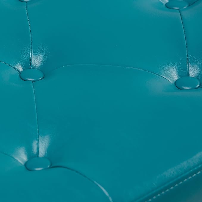 SIMPLIHOME Hamilton 48 inch Wide Transitional Rectangle Storage Ottoman in Mediterranean Blue Vegan Faux Leather, Assembled, For the Living Room, Entryway and Family Room