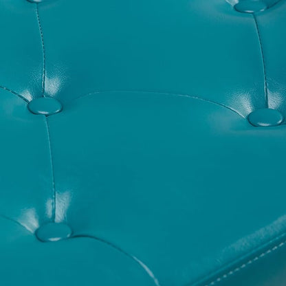 SIMPLIHOME Hamilton 48 inch Wide Transitional Rectangle Storage Ottoman in Mediterranean Blue Vegan Faux Leather, Assembled, For the Living Room, Entryway and Family Room