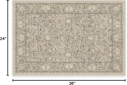 RUGGABLE x Morris & Co Washable Area Rug – Montreal Natural Stone 2x3, Stain-Resistant, Non-Slip – Small Machine Washable Rugs for Living Room, Bedroom, Hallway, Entryway & Bathroom–with Standard Pad