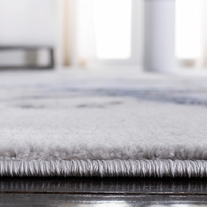 SAFAVIEH Craft Collection Area Rug - 10' Square, Grey & Blue, Modern Abstract Design, Non-Shedding & Easy Care, Ideal for High Traffic Areas in Living Room, Bedroom (CFT877L)