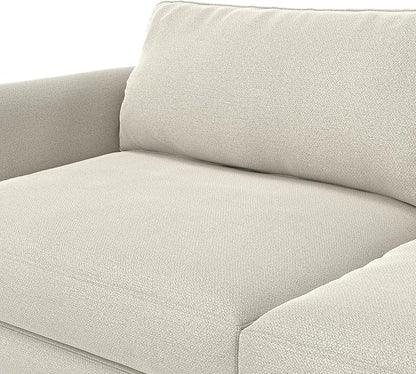 SIMPLIHOME Livingston 76-inch Wide Sofa in Cream White Woven-Blend Fabric, Handcrafted Loveseat Couch for Living Room or Family Room, Mid-Century Modern Style, Solid Wood Frame