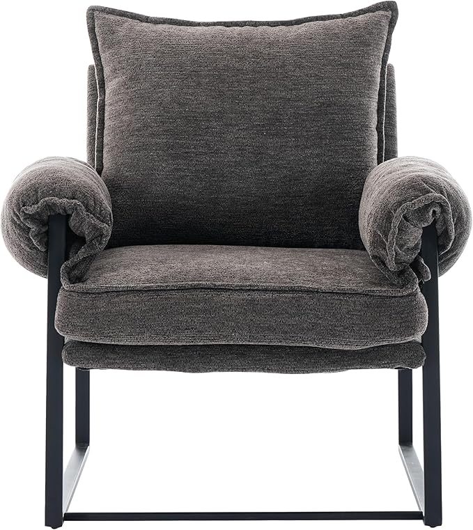 Xifan Modern Comfy Reclining Chair with 6 Angle Adjustable Backrest, Upholstered Accent Chair Fabric Living Room Lounge Chair for Reading Room - Gray, 1PC