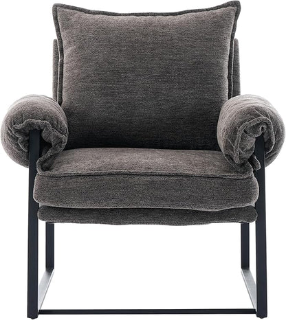 Xifan Modern Comfy Reclining Chair with 6 Angle Adjustable Backrest, Upholstered Accent Chair Fabric Living Room Lounge Chair for Reading Room - Gray, 1PC