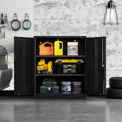 Metal Storage Cabinet, 36 Inch Tall Metal Storage Cabinet with Doors and Shelves, Pantry Cabinets for Kitchen Storage, Garage Cabinet for Living, Dining Room, Assemble Required.