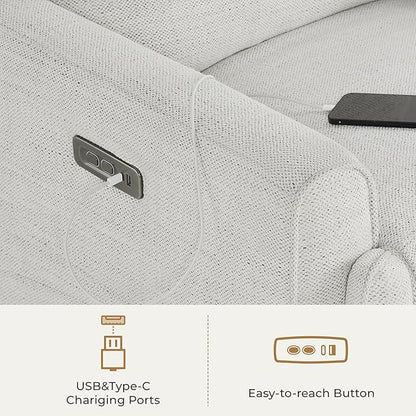 CHITA Electronic Power Recliner Chair Swivel Glider, FSC Certified Modern Nursery Rocking Chair with USB and Type-C Ports, Ivory