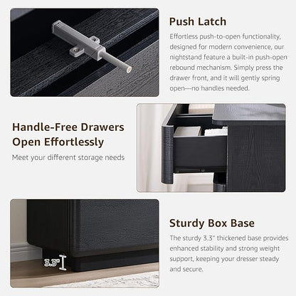 ACCOHOHO Modern Bedroom Set, 3 Pieces Bedroom Furniture Set, Wood 6 Drawer Dresser and Nightstands Set of 2, Chest of Drawers Wide Storage Organizer Cabinet for Bedroom,Black